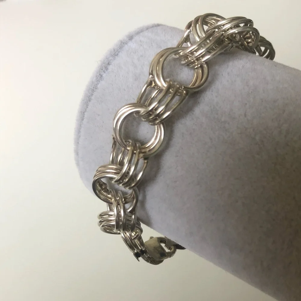 Unisex handmade chain 925 silver 3-circle bracelet